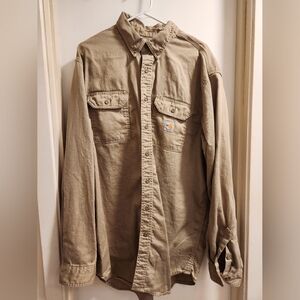 Men's Carhartt FR 2XL-Tall Tan Button-Up Shirt